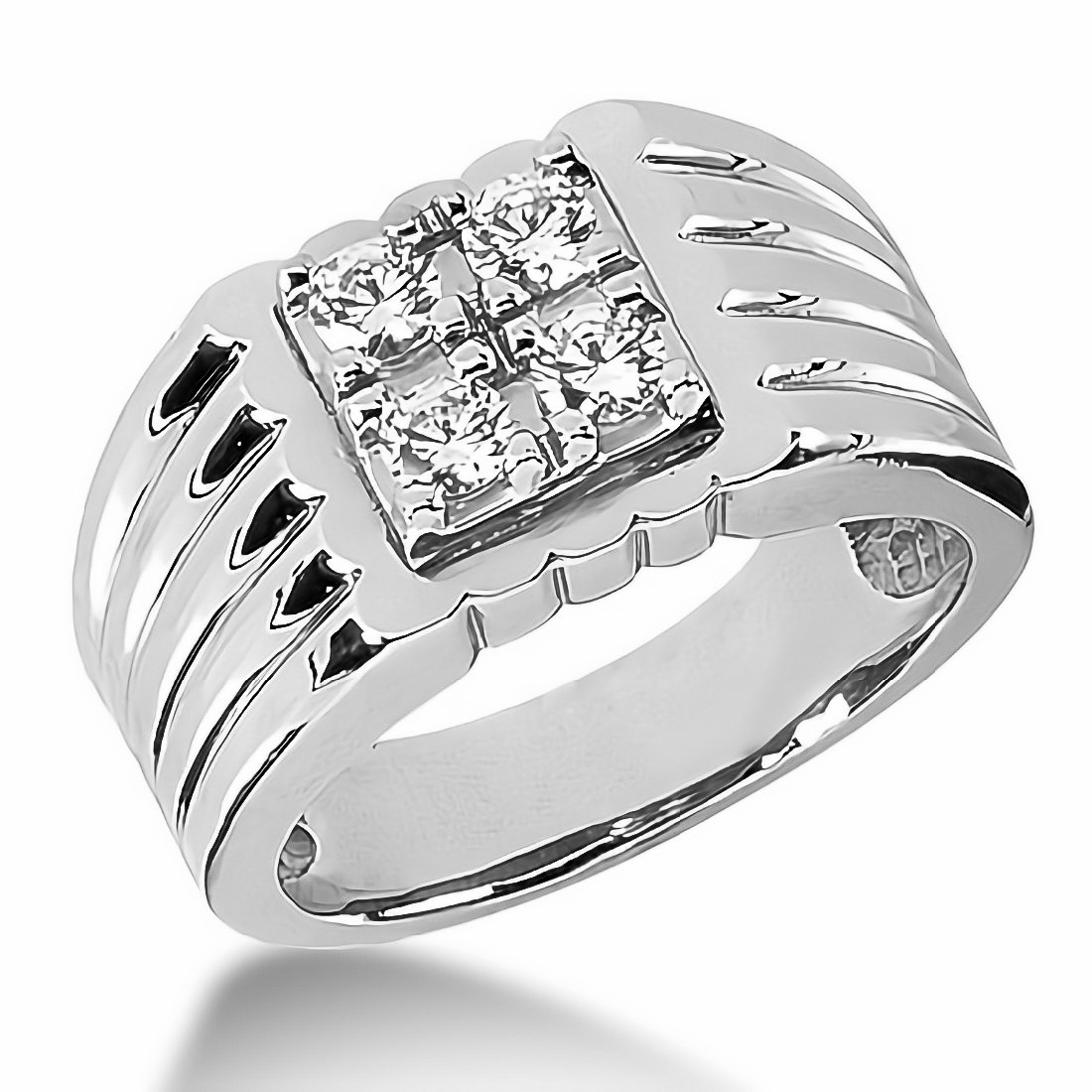 Men's Diamond Ring 9K Yellow and White Gold Gents Hallmarked British Made |  eBay